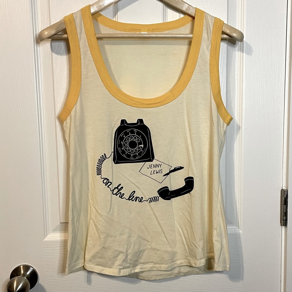 Camp Collection retro ivory tank w/ yellow trim Jenny Lewis ‘On the Line’ sz L
